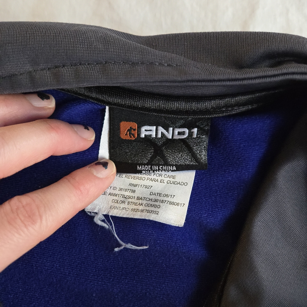 AND1 Men's Blue and Gray Colorblock Full-Zip Track Jacket - Picture 3 of 12